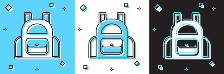 Poster - Set School backpack icon isolated on blue and white, black background. Vector