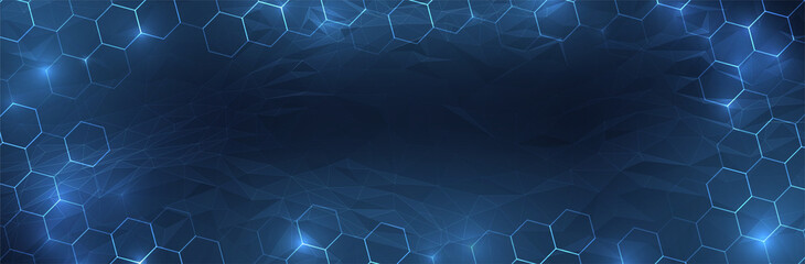 Aufkleber - Futuristic Hexagon background. Blue Hexagonal pattern. Modern vector illustration