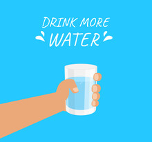 Hand Holding Glass Of Water Vector Illustration