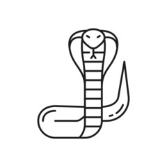 Sticker - Thailand snake isolated thin line icon. Vector poisonous crawling invertebrate carling animal, linear Viper snake or rattlesnake from Thai or Thailand. Naga mamba cobra, chinese serpent with tongue