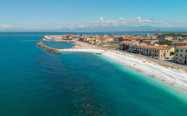 Panoramic aerial view of Marina di Pisa, Italy