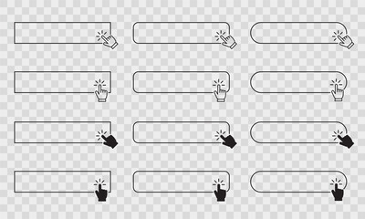 Aufkleber - click buttons set. hand pointer clicking on web button isolated on transparent background
