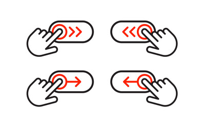 Poster - swipe icon. hand swiping left or right. finger touch screen gestures.