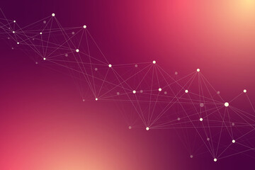 Poster - Technology abstract background with connected line and dots. Big data visualization. Artificial Intelligence and Machine Learning Concept Background. Analytical networks illustration