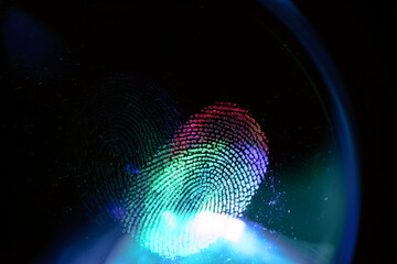 Leinwandbilder - Beautiful abstract blue, green colored  fingerprint on background texture for design. Macro photography view.