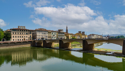 Wall Mural - The Ponte Santa Trinita over the Arno River, Florence, Italy