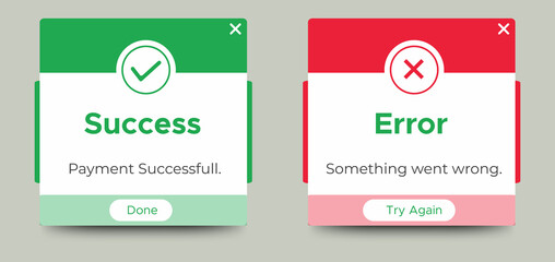 Poster - Payment message popup window ui design with button for mobile and web. Vector EPS