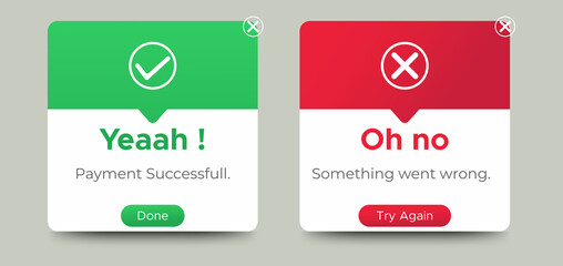 Poster - Payment message popup window ui design with button for mobile and web. Vector EPS
