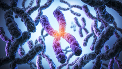 3D illustration of X Chromosome, Medicine. Medical science and biotechnology background.