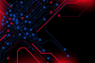 Wall Mural - Abstract Red Blue Line Circuit Board Infographic Concept Vector Background