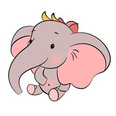 Wall Mural - Cute elefant in chibi style. Kawaii little elefant for children design layouts. Design element. Vector