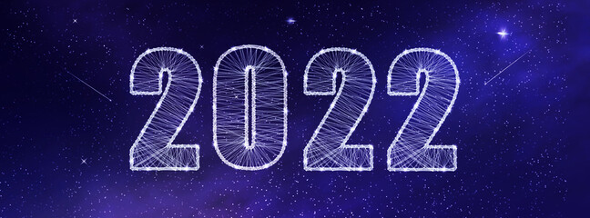Wall Mural - 2022, numbers in the cosmic sky. New year concept. New Year 2022. New Year's banner.