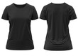 [ Black ] 3D rendering T-shirt Round Neck Short Sleeve  Front and Back 
