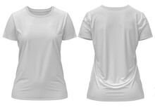 [ White ] 3D Rendering T-shirt Round Neck Short Sleeve  Front And Back 
