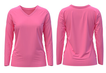 Wall Mural - [ Pink ] 3D rendering T-shirt V Neck long Sleeve  Front and Back 