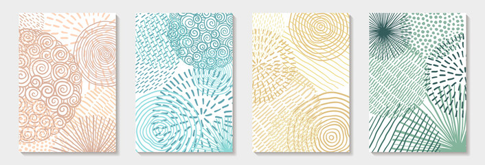Wall Mural - Creative minimalist Abstract art background with Hand Drawn doodle Scribble Circle. Design for wall decoration, postcard, poster or brochure