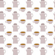 © li195a - Seamless pattern with a coffee pot and a cup on a light background