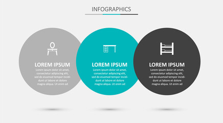 Set Office desk, Dressing table and Bunk bed. Business infographic template. Vector