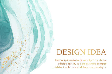 Wall Mural - modern watercolor background or elegant card design or wallpaper or poster with abstract turquoise i