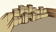 Babylonian Gate. Vector Drawing Scene