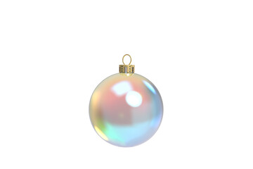 Wall Mural - beautiful pearly white -blue gradient matte reflecting christmas ball isolated on white -copy space 