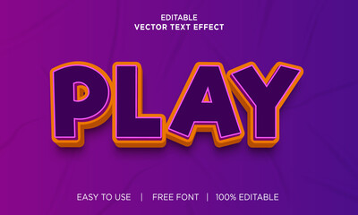 Canvas Print - Play 3d editable text effect Premium Vector