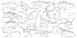 Dinosaur isolated outline set icon. Vector outline set icon dino animal. Vector illustration dinosaur on white background.
