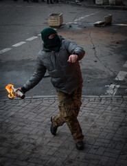 Wall Mural - Person attenting in the city riot