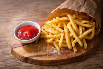 Wall Mural - French fries with ketchup