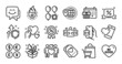 © blankstock - Love couple, Christmas calendar and World travel line icons set. Secure shield and Money currency exchange. Smile face, Heart flame and Puzzle icons. Vector