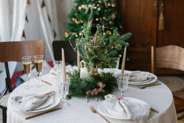 Wall Mural - Beautiful table setting for Christmas dinner