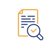 Inspect line icon. Quality research sign. Verification document symbol. Colorful thin line outline concept. Linear style inspect icon. Editable stroke. Vector