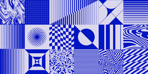 Aufkleber - Modern Bauhaus Geometric Background. Abstract Shapes. Postmodern Artwork. Collage Of Textures and Graphic Elements Vector Design.