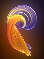 Leinwandbilder - Twisted abstract multicolor shape creative background. Modern 3d rendering digital illustration