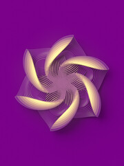 Aufkleber - Line art design template with geometric stylized flower on pink background. 3d rendering digital illustration