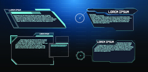 Poster - HUD UI GUI futuristic user interface screen elements set. High tech screen for video game. Sci-fi concept design.	  Futuristic Vector HUD Interface Screen Design. Digital callouts titles.  