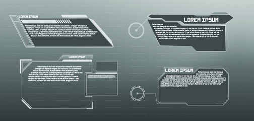 Poster - Digital callouts titles. HUD UI GUI futuristic user interface screen elements set. High tech screen for video game. Sci-fi concept design.