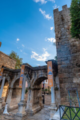 Wall Mural - Hadrians Gate in the old town area Kaleici in Antalya, Turkey. An ancient Roman architecture structure in Turkey.