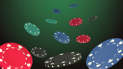 Fototapete - Gambling game, casino 3d golden chips. VIP poker chips