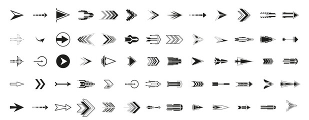Poster - Arrows are a large black set of icons. Arrow icon. Collection of vector arrows.  Futuristic interface hud design elements.  Vector illustration isolated pointer signs set