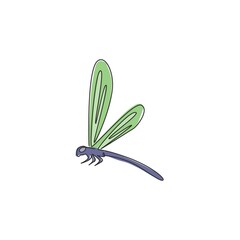 Poster - one continuous line drawing of agile fliers dragonfly for logo identity. anisoptera animal mascot co