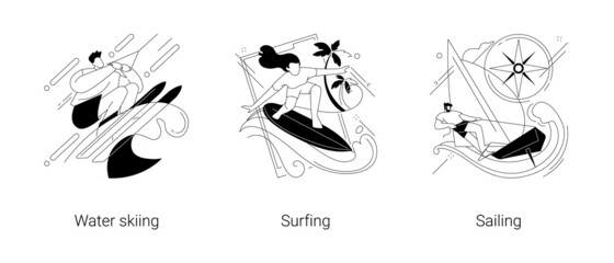 Wall Mural - Water sport abstract concept vector illustrations.