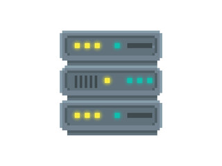 Poster - Pixel art vector illustration of server icon. Object is isolated on white background.