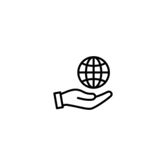 Poster - hand and globe icon vector