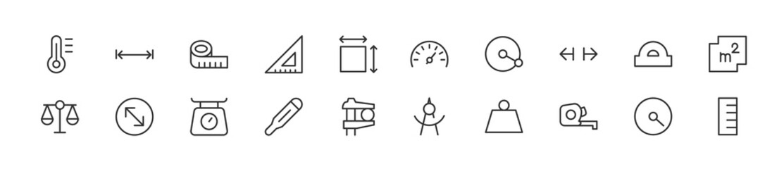 Aufkleber - Set of simple measurement line icons.