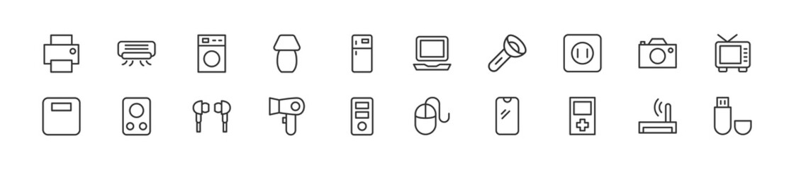 Poster - editable vector pack of technology line icons.