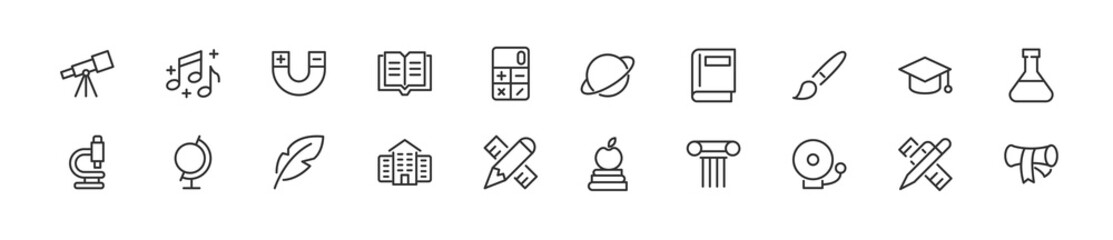 Poster - Set of study line icons.
