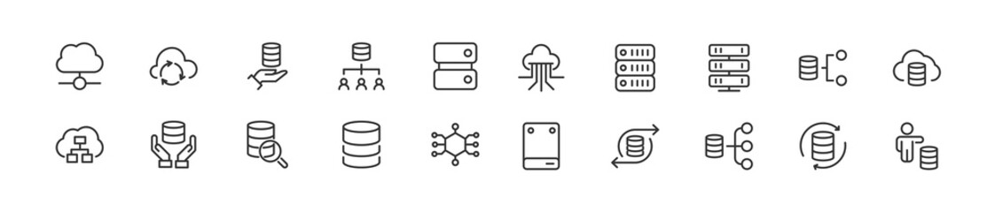 Poster - Pack of line database icons.