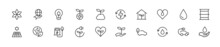 Set Of Simple Green Energy Line Icons.