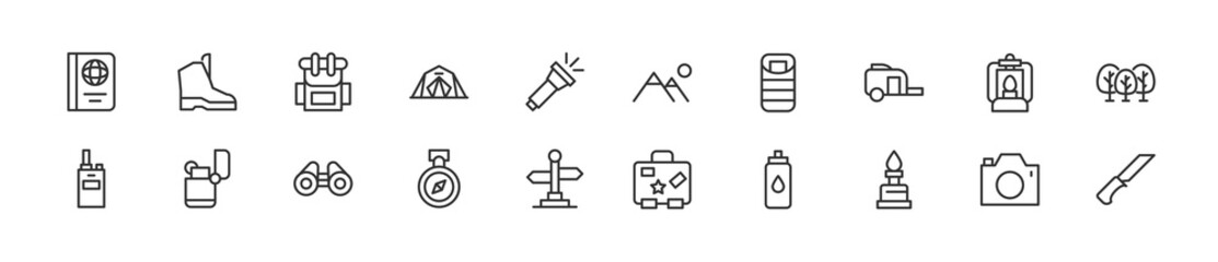 Poster - Set of simple journey line icons.